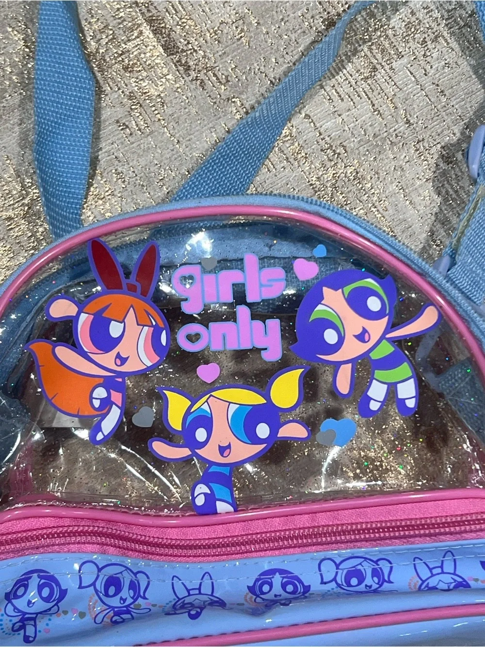 Vintage Cartoon Network Powerpuff Girls Mini Backpack Blue/Pink Zip Adjustable S